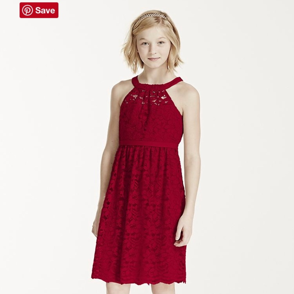 Burgundy girls dress from David’s bridal